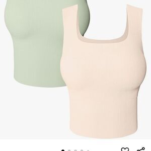 HYZ Women's Medium 2 Piece Tanks Camis Ribbed Sleeveless Workout Basic Crop T